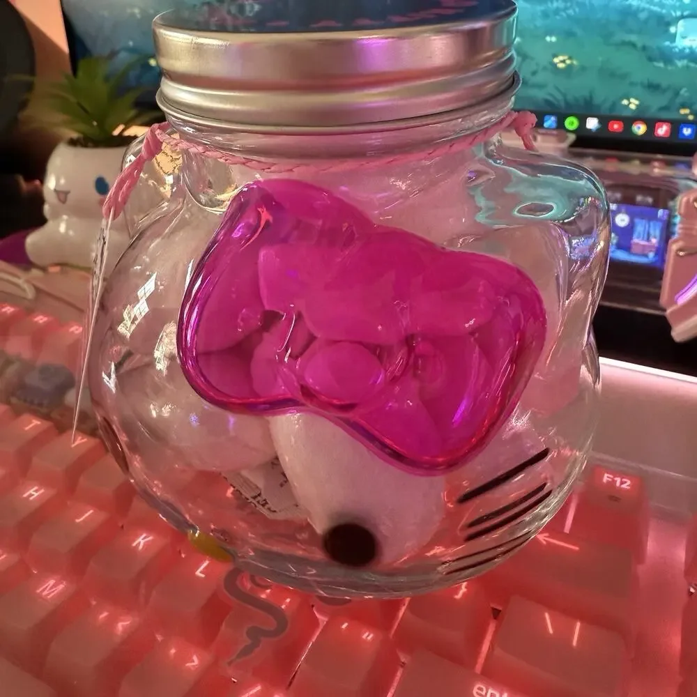 Hello Kitty Bath Bombs 10pc Glass Jar Lid Scented Strawberry 2025 Sanrio READ